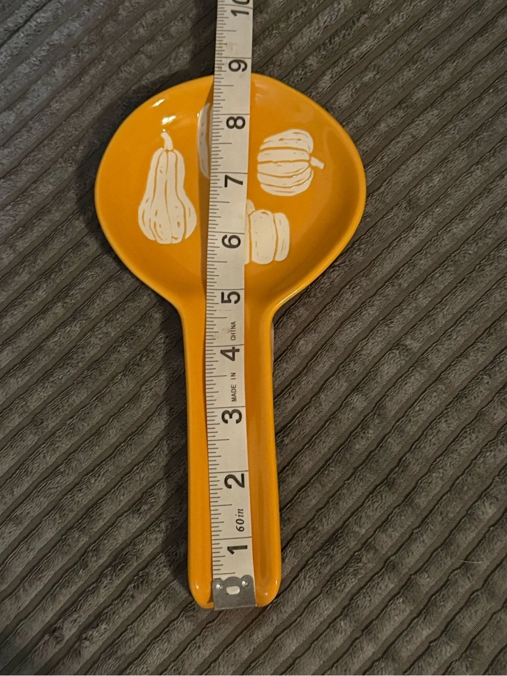 Rae Dunn Orange Ceramic Spoon Rest with White Pumpkin Motif NWT REST.